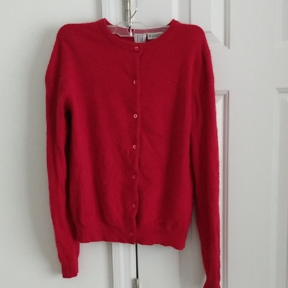 TSE 100% Cashmere Crew Neck Cardigan Sweater Deep Red - Picture 1 of 10